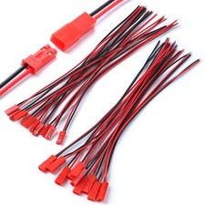 20 Pairs JST 2 Pin Male Female Connector Plug with Red and Black 22AWG Wire C...