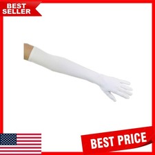 Sophisticated White Matte Satin Opera Length Gloves, 22.5" for Special Events