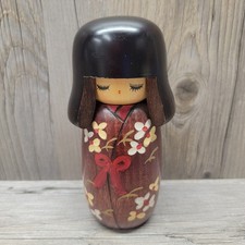 Vintage Japanese Kokeshi Doll Hand Painted Wood Artist -Fast Shipping-