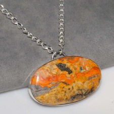 Enorme collana placcata argento 925 diaspro ape bombo 18" tema festa gioielli GW