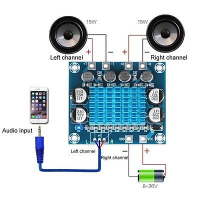 XH-A232 Class D Audio Amplifier Module Power Supply: 12-24V Output: 30W*2