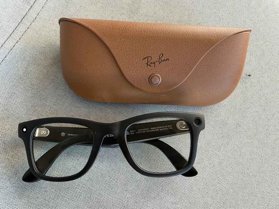 RAYBAN META WAYFARER GLASSES BLACK GREEN CLEAR TRANSITIONS GEN 1, photo 2 of 3
