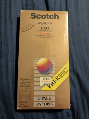 Vintage 1986 Scotch Micro Disk EXG 1S2D 80T 10 Pack 3 1/2'' Floppy Disks NEW
