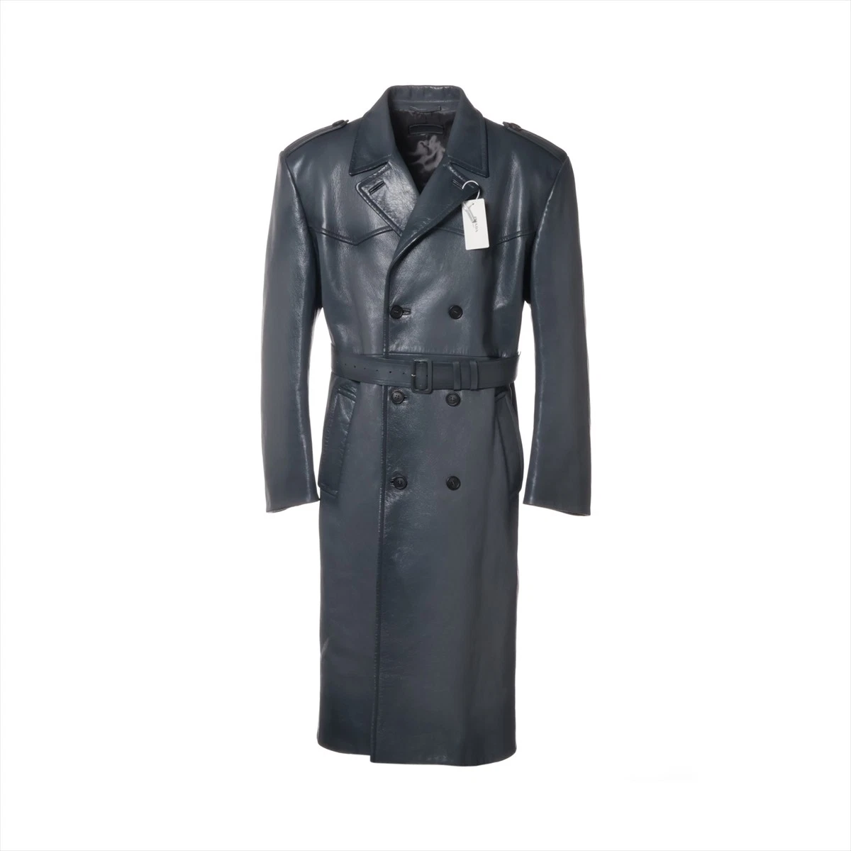 Prada 22 anni trench pelle di agnello 48 uomo grigio oversize doppiopetto lea