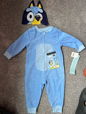 Bluey Bluey Graphic Print Fleece Zip Sleeper One Piece 2-Piece Blue 18M