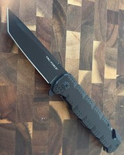 All Black Stealth Spring Assist Pocket Knife Tanto Blade Belt Cutter Glass Punch