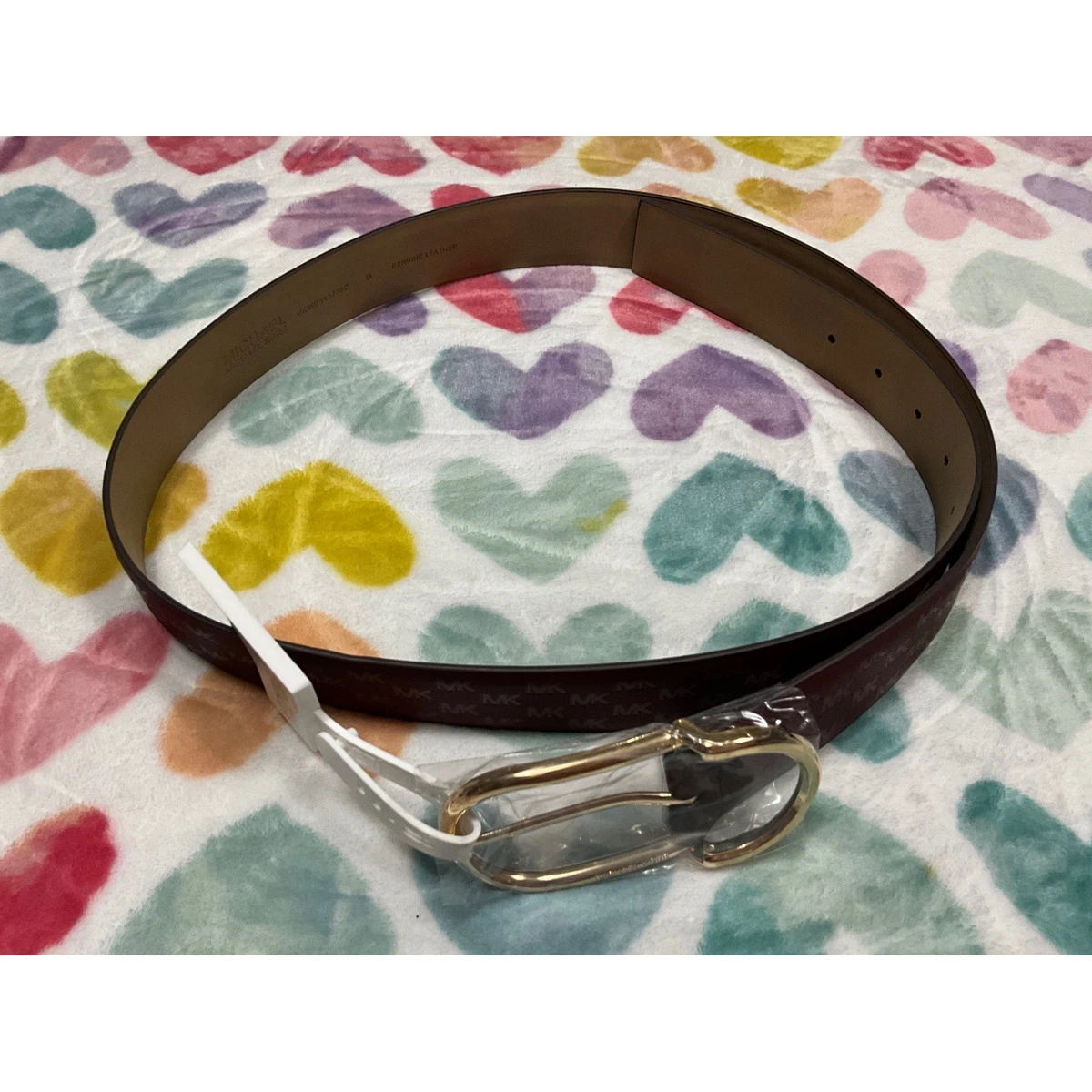 Michael Kors Womens Leather Belt MK Monogram Gold Buckle Burgundy Michael Kors - Brandclub - Michael Kors Women main image 2