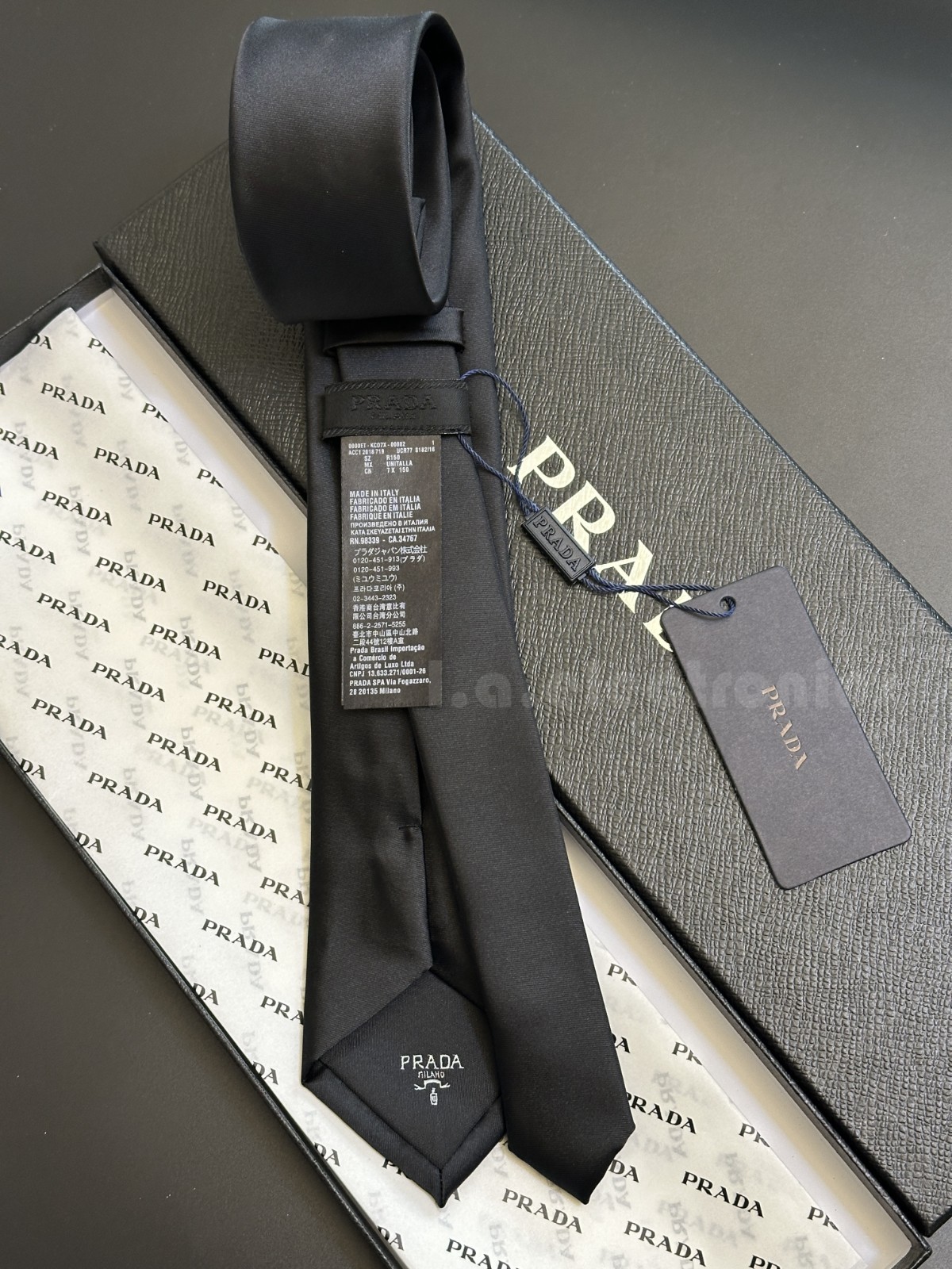 Prada Luxury Silk Tie – Triangle Logo thumbnail 7