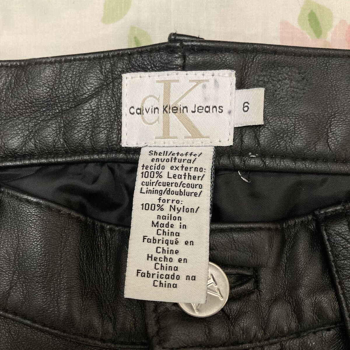 VTG Calvin Klein Jeans 100% Leather Black Lined Pants 6 (30 VTG Calvin Klein Jeans 100% Leather Black Lined Pants 6 (30