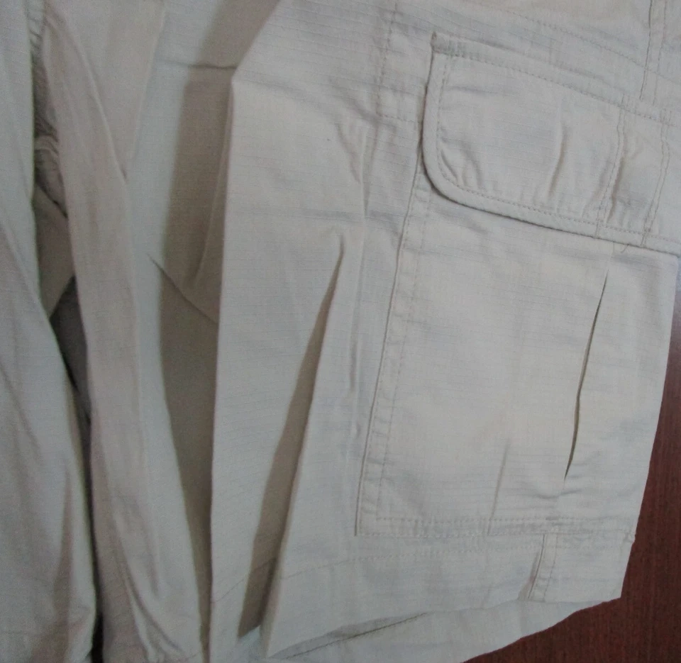 New Chaps Beige Stone Shorts Cargo Sz 42 Waist 10 Inseam 100% Cotton Side 20.5 - Image 4 of 4