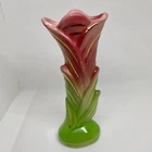 Vintage Shawnee Pottery Bud Vase Pink Green Gold 1135
