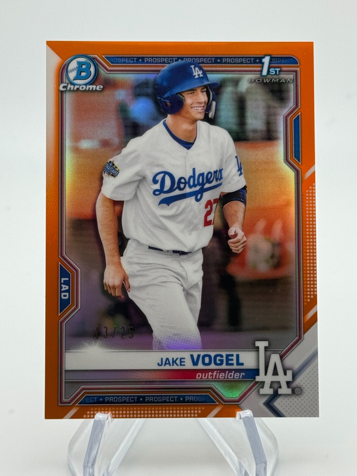 2021 Bowman Chrome JAKE VOGEL Orange Refractor 1st /25 #BCP59 Dodgers