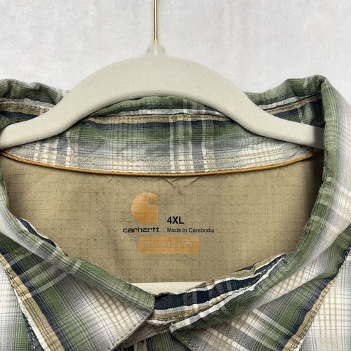 Carhartt Relaxed Fit Plaid Button Down Mens 4XL SS Vented Double Pocket Outdoors - Picture 2 of 10