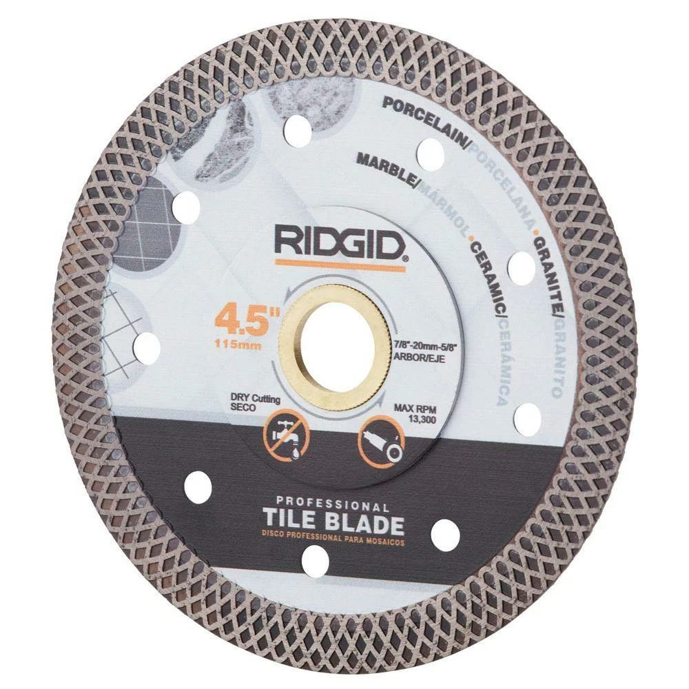 Ridgid Angle Grinder Blade Continuous Rim Mesh Rim Tile Cutting Wet Dry 4.5 Inch