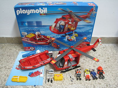 Playmobil Rescate Vehiculo Helicoptero Barca Zodiac 4428