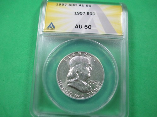 1957 Franklin Half Dollar ANACS AU50