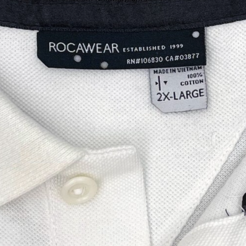 Rocawear White Vintage Logo Y2K Polo Shirt Mens NWT Flaw 2XL 2X XXL Long Tall - Picture 3 of 5