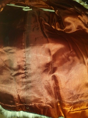 Womens Rabbit Fur Beige and Brown Knee Length Coat Size 12 - Picture 5 of 7