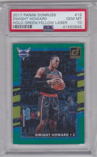 2017 Panini Donruss Basketball Holo Green and Yellow Laser Dwight Howard #19 PSA 10
