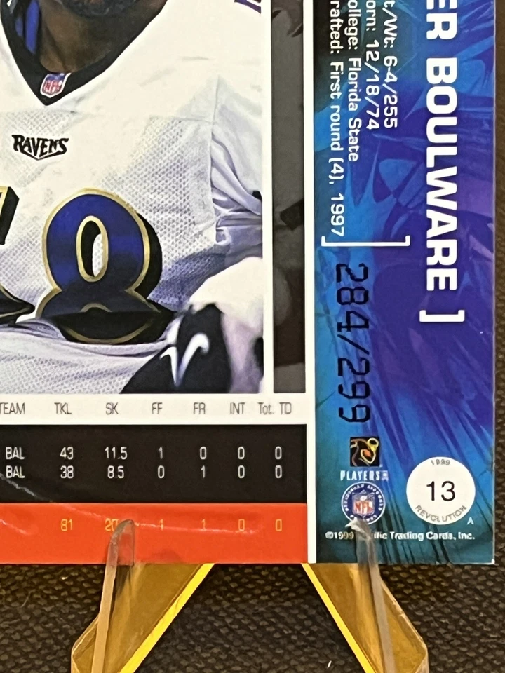 1999 Pacific Revolution Red Parallel Serial Number #284/299 Peter Boulware #13 - Image 2 of 4