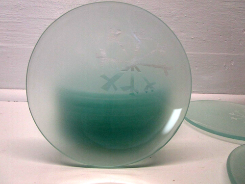 Juego de 12 platos de aperitivo de vidrio verde esmerilado con copo de nieve transparente contemporáneo - Imagen 2 de 3