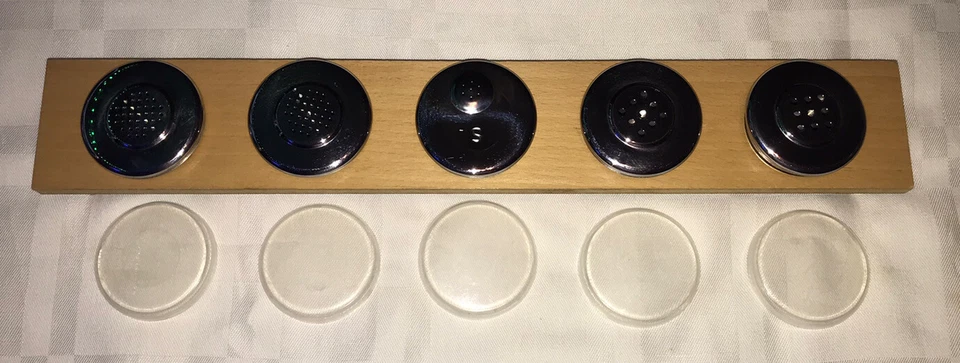 Juego de 5 botes de acero inoxidable BergHOFF 18/10 con estante de especias de madera Foto 2 de 4