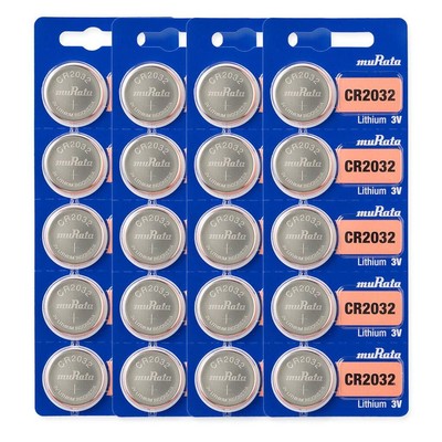 Murata CR2032 Battery DL2032 ECR2032 3V Lithium Coin Cell (20 Batteries)