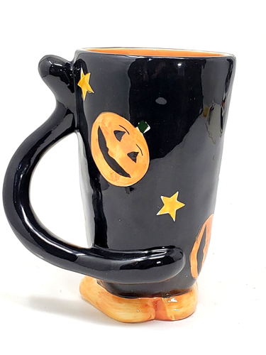 Taza Espeluznante Hueca Halloween Dimensional 3D Gato Negro Naranja Calabazas Estrellas 2002 - Imagen 5 de 13