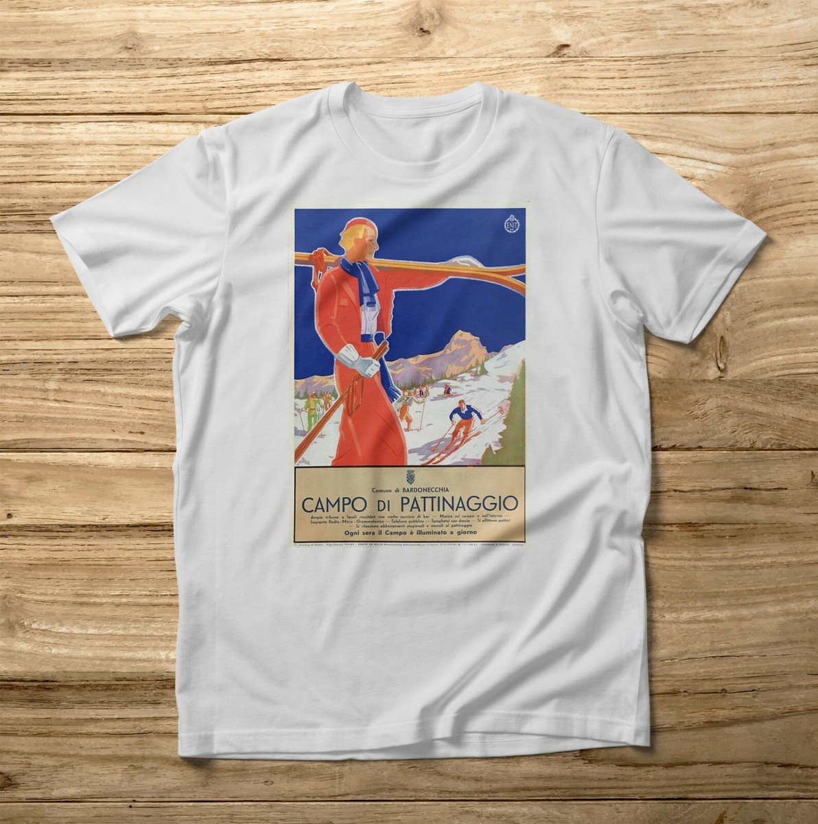 T-SHIRT MAGLIETTA VINTAGE BARDONECCHIA CAMPO PATTINAGGIO INVERNO SCI NEVE  MONTI