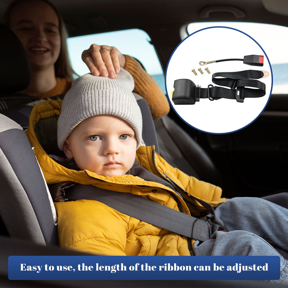 2x Retractable 3 Point Car Vehicle Seat Lap Belt Kit Straps Adjustable