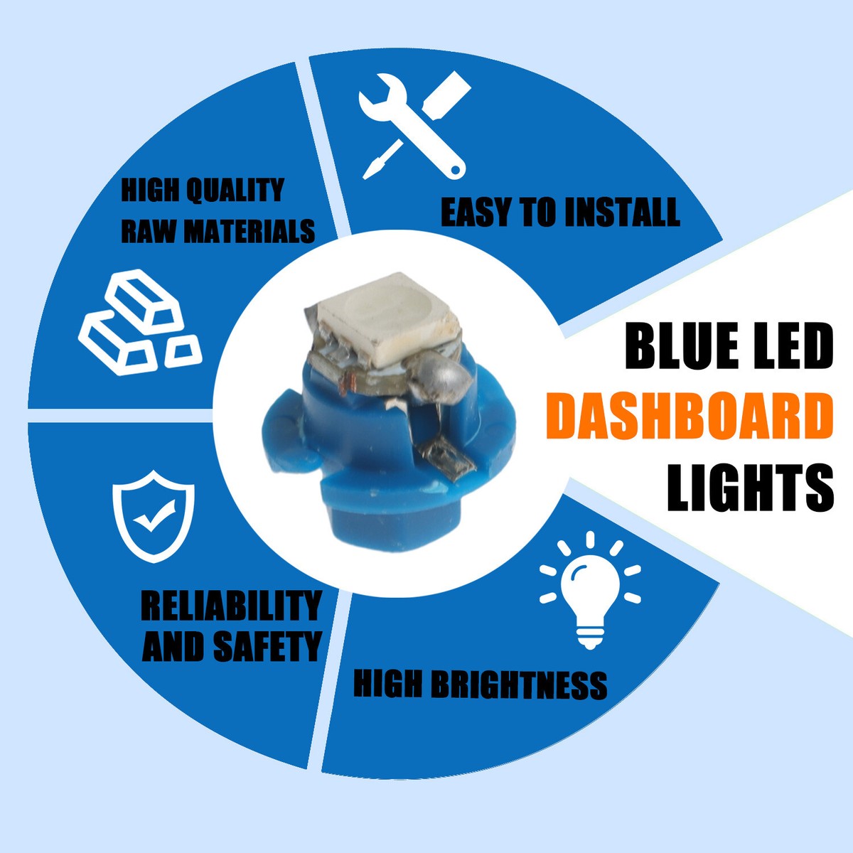 10X Blue LED Dash Lights For 2004-2008 Ford F150 Instrument Cluster - 10000K, 12V, Road Legal