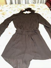 krisa Womens Black Chiffon Plunging Back Romper Size XS NWOT A10 