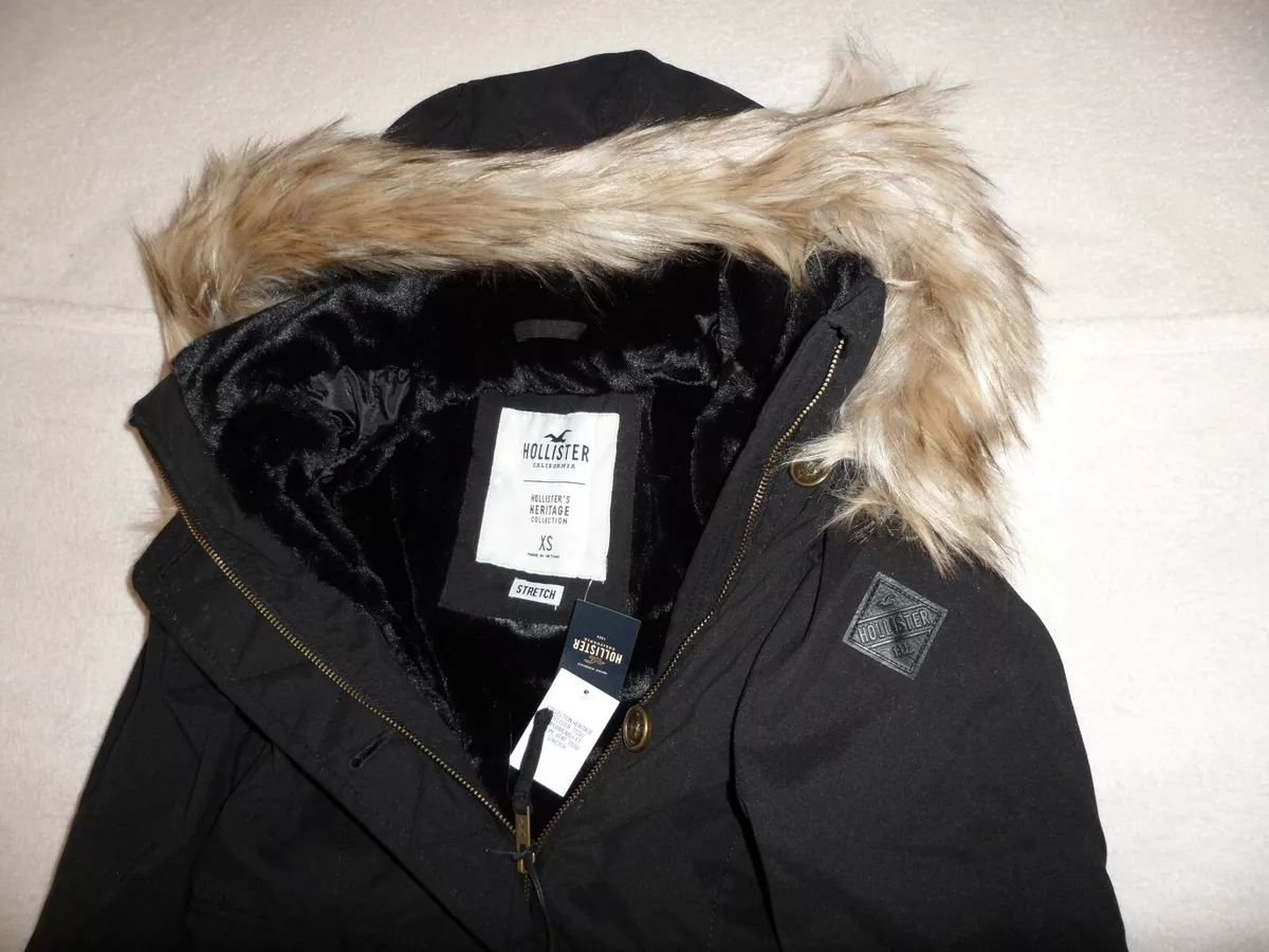 Womens Hollister by Abercrombie & Fitch Water Resistant Fur Parka Jacket  Size XS