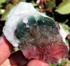 196g Natural Watermelon Color Tourmaline Crystal Ice Transparent Specimen ia8297