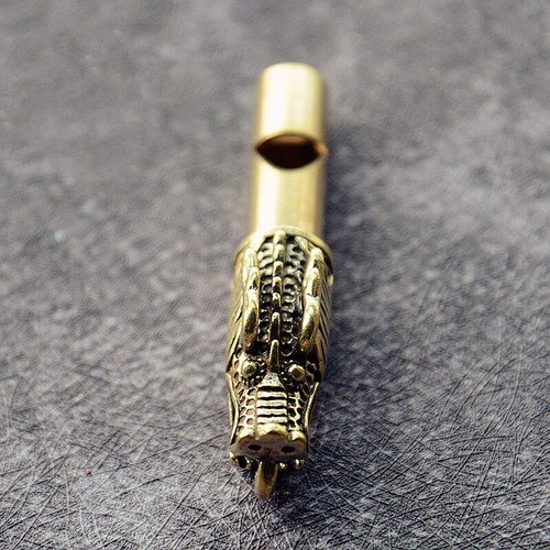 Handmade Brass Dragon Head Whistle Car Keys Chains Pendants Tools Whist DkF Jw - Bild 3 von 6