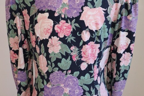 Vintage 80s Button Up Dress Floral Navy/Pink Size 10 (Large) Eber Made in USA - Bild 5 von 8