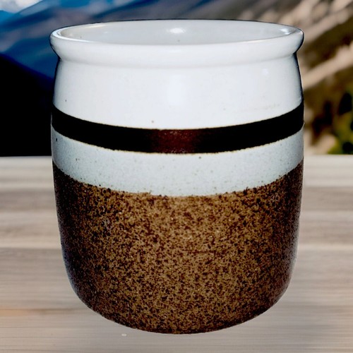 Rare Otagiri MOCHA Beige Brown Matte Reactive Grey Speckled Stripe Coffee Mug - Picture 7 of 9