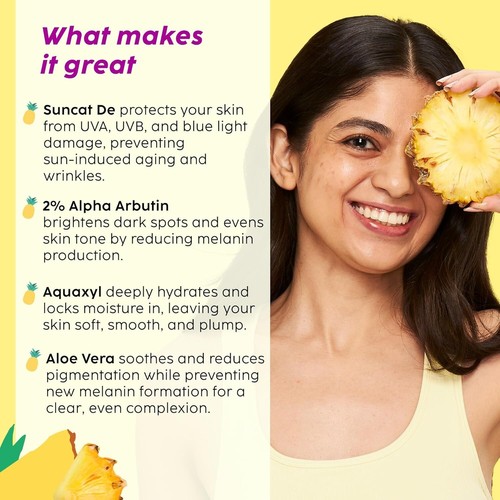 PLIX - THE PLANT FIX Pineapple Advanced Depigmentation Dewy Sunscreen SPF 50 - Picture 3 of 5