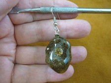 PP2-20 Real MOOSE POOP Peach rhinestone doo silver 1 single earring WEIRD poo