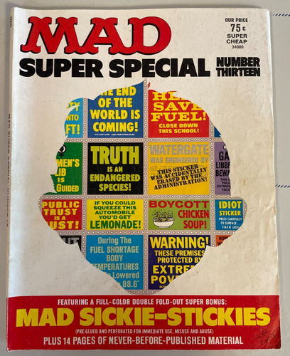 MAD SUPER SPECIAL #13 vintage 1974 magazine (INCLUDES BONUS Foldout STICKERS)