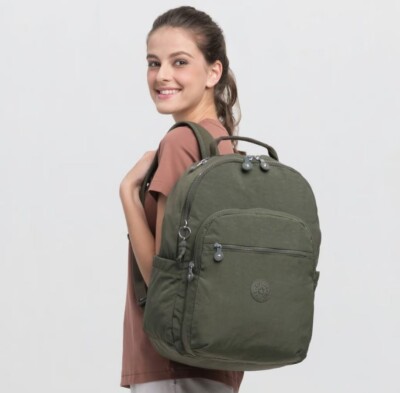 NWT Kipling Seoul Large Laptop Backpack, Jaded Green Tonal NWT KIPLING LARGE SEOUL BACKPACK, GREEN | eBay main image 3