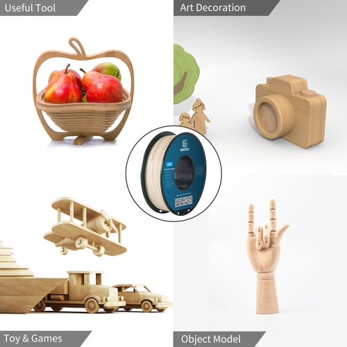 Geeetech 3D Drucker Filament Holz PLA 1kg 1,75mm Pappelholz glatt PLA Filament - Bild 6 von 8