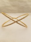 X Shaped Crystal Stone Elastic Cuff Bracelet In Gold By Zirconmania