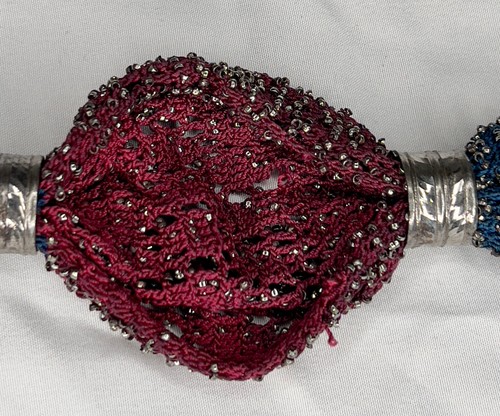 Antica borsa vittoriana "Misers": bordeaux e blu OTTIME condizioni - Foto 5 di 7