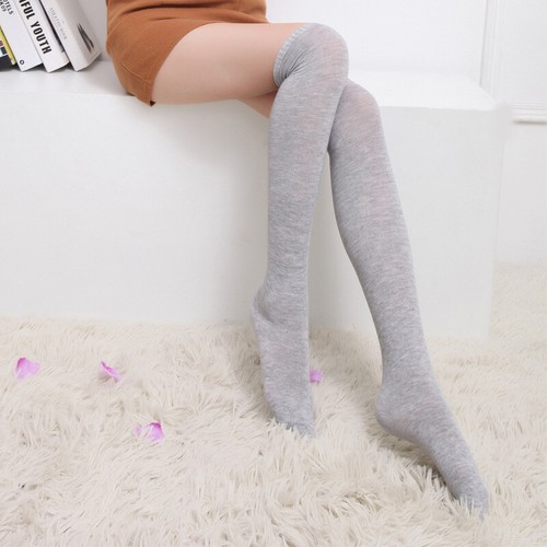 Lange Damensocken mit hohem Oberschenkel über dem Knie, schlichte Highschool-Mädchensocken - Bild 9 von 13
