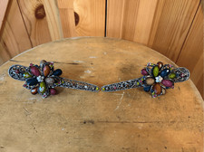 Large Vintage Rhinestone Studded Floral Alligator Hair Clips lot of 2 8219 