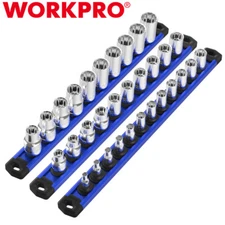 WORKPRO 3-PACKS Magnetic Socket Organizer Set 1/4" 3/8" 1/2" Drive Socket Holder