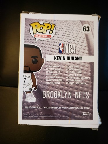 Funko Pop Kevin Durant #63 Brooklyn Nets NBA Basketball Vinyl Figure w/Protector - Picture 2 of 6