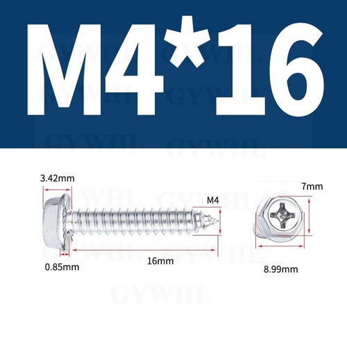 M3 - M6 Flanged Phillips Hexagon Self Tapping Screws Stainless Hex Head Tappers - Picture 54 of 104