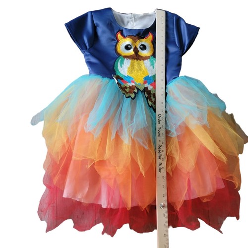 Mini Berni Girls Owl Tulle Dress Multicolor Layers Satin Top Size 7/8 - Picture 7 of 8